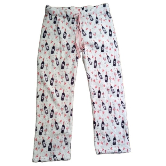 Daydream Other - Daydream Pajama Pants Pjs Size Large Wine Glasses Hearts Print Plush Soft